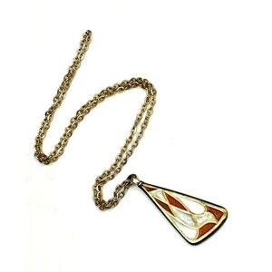 Vintage Terra Sancta Guild Necklace Enamel Modernist Pendant Israel